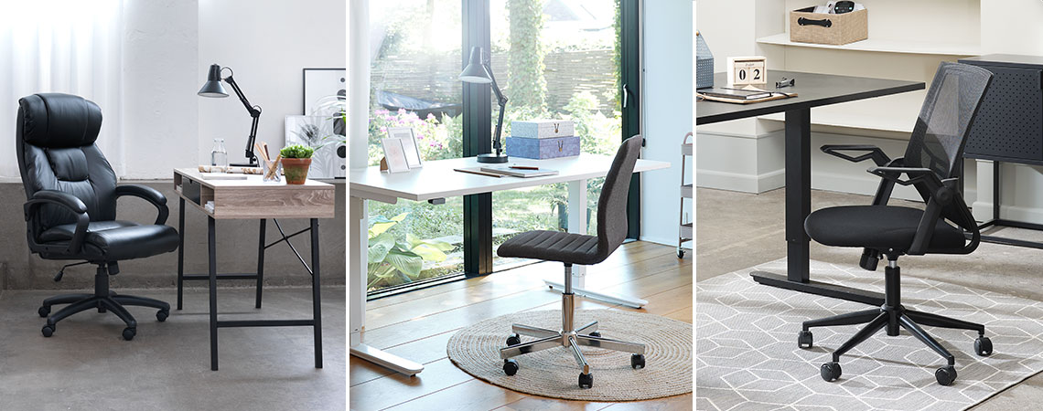 Tri različite vrste stolica i radnih stolova za home office