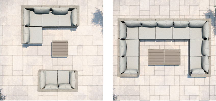 Modularne lounge garniture i lounge stol u različitim kombinacijama