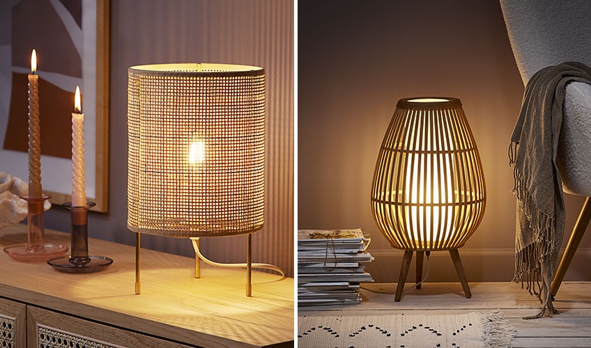 Stolna lampa od ratana i podna lampa od bambusa