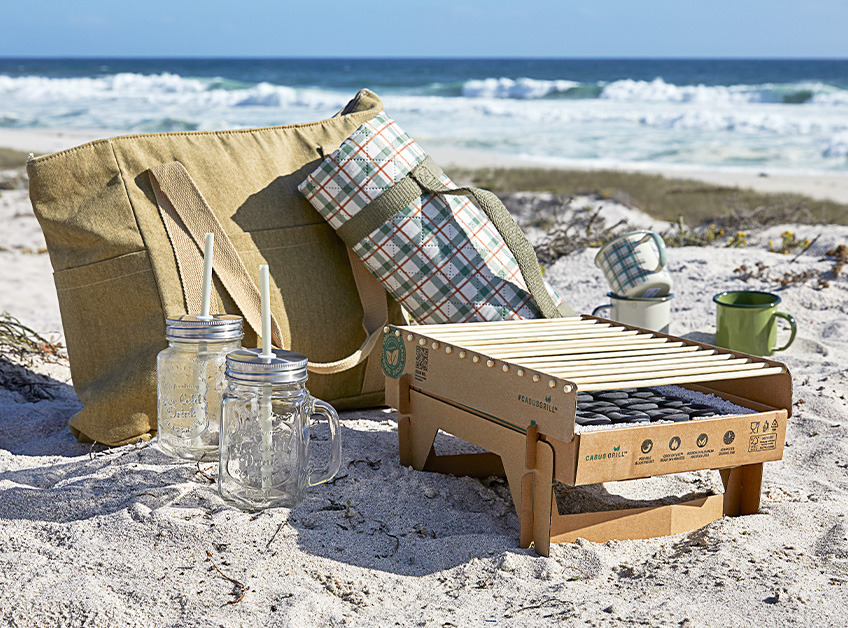 Jednokratni roštilj, rashladna torba za piknik, piknik-deka, čaše i šolje na plaži